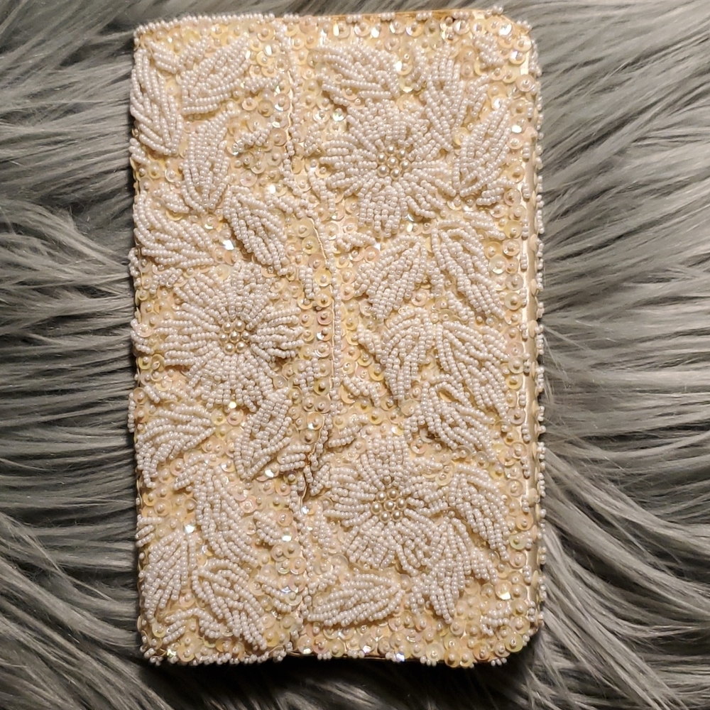 Beaded Clutch/evening/bag ivory color